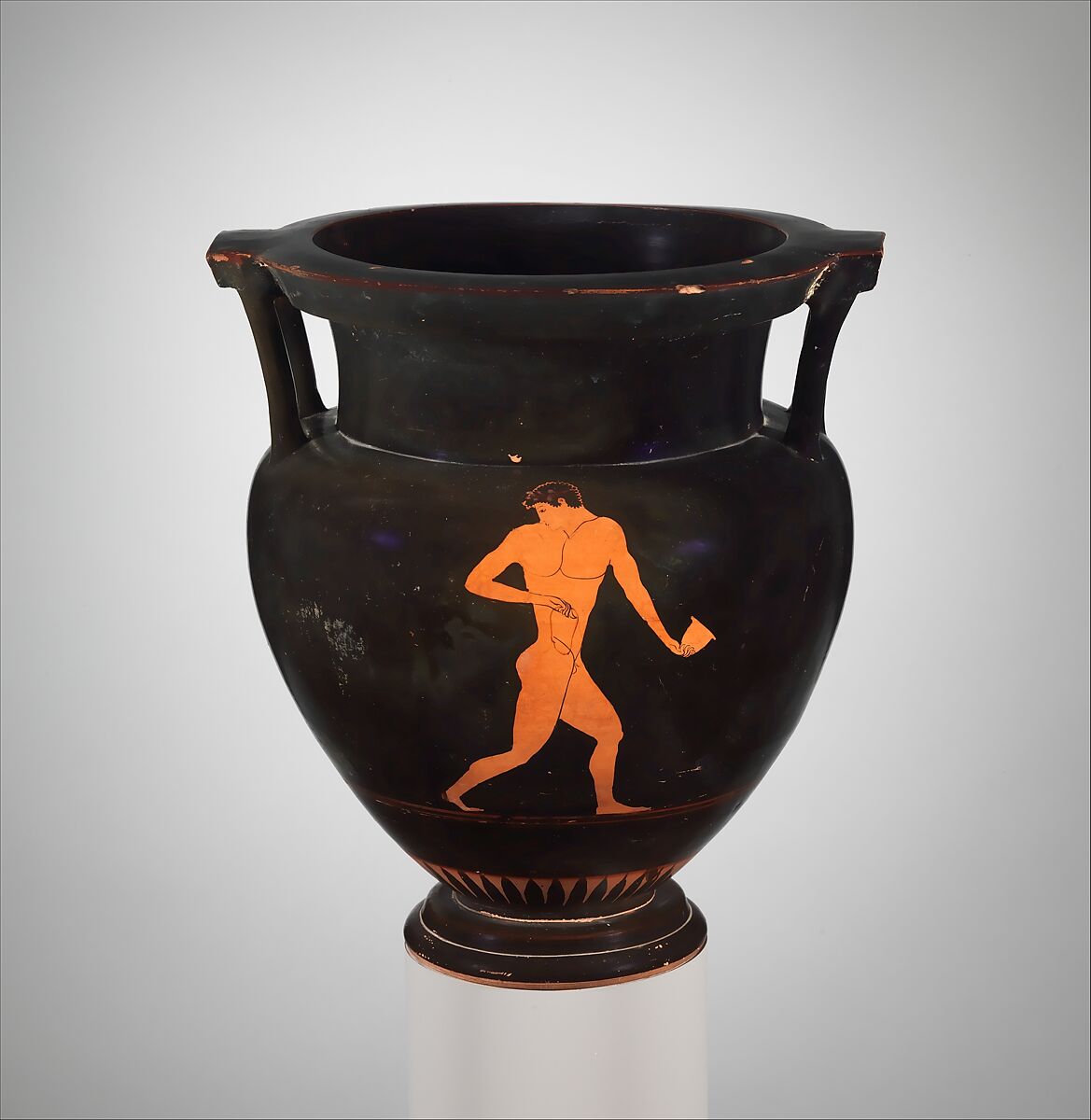 Terracotta column-krater (bowl for mixing wine and water), Attributed to Myson, Terracotta, Greek, Attic