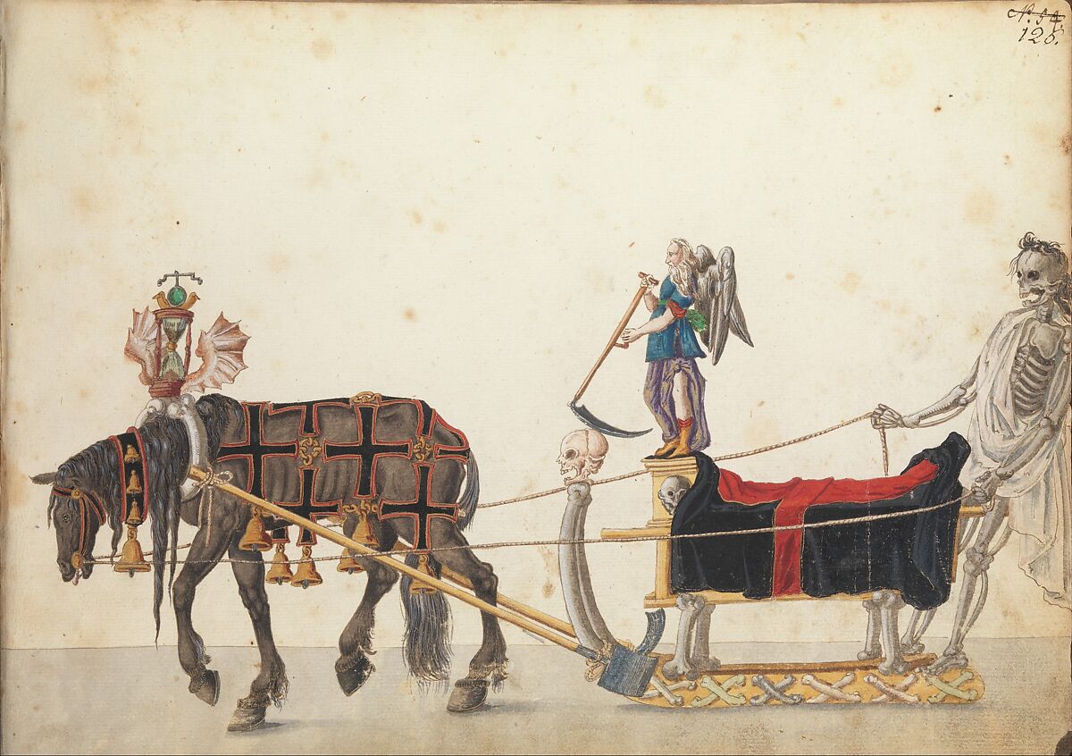 Album of Tournaments and Parades in Nuremberg, Pen and ink, watercolor, gold and silver washes; paper bound in gold-tooled leather, German, Nuremberg