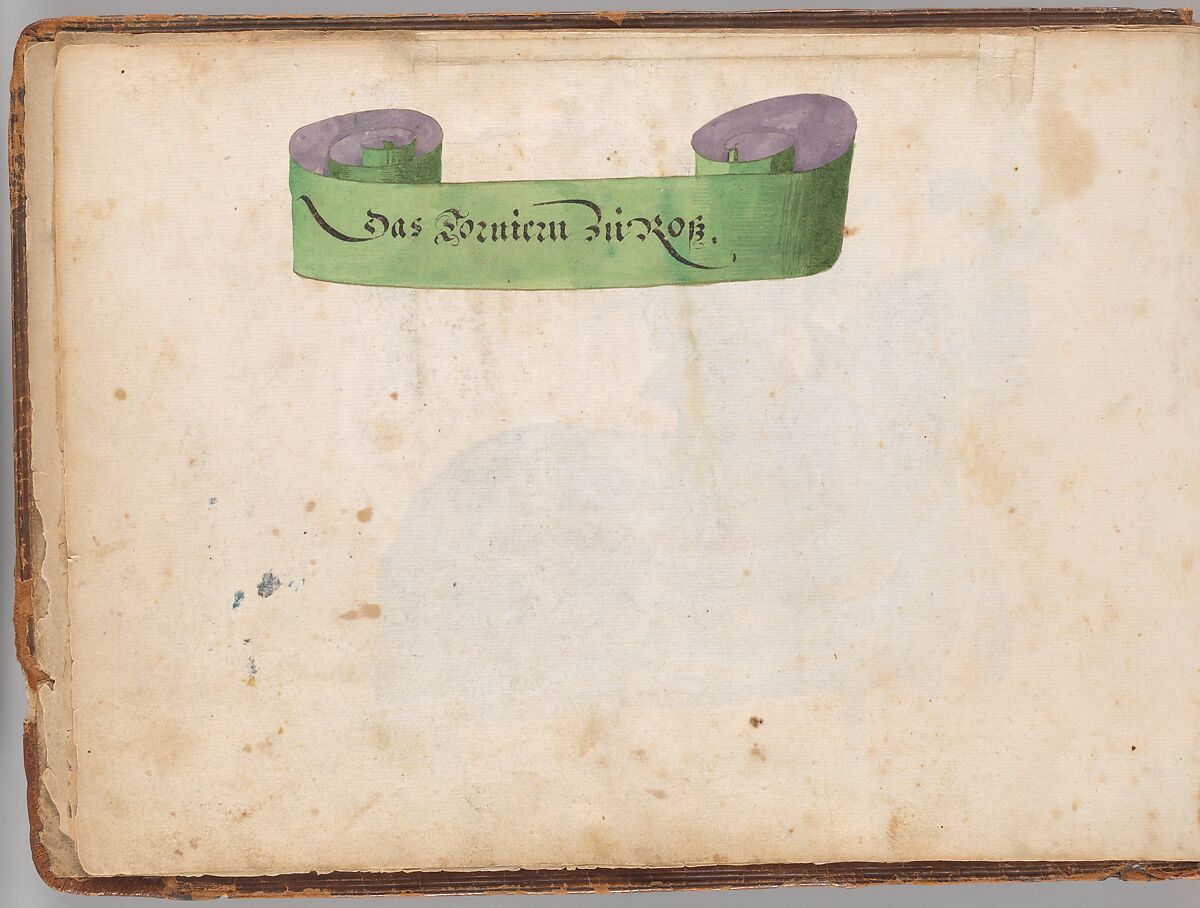 Album of Tournaments and Parades in Nuremberg, Pen and ink, watercolor, gold and silver washes; paper bound in gold-tooled leather, German, Nuremberg