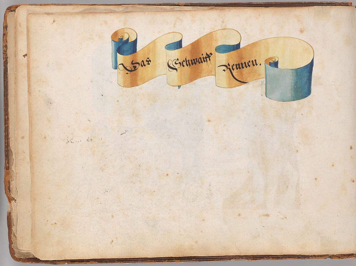 Album of Tournaments and Parades in Nuremberg, Pen and ink, watercolor, gold and silver washes; paper bound in gold-tooled leather, German, Nuremberg