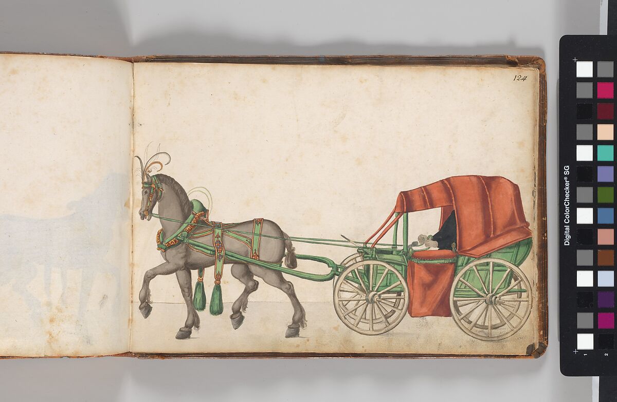 Album of Tournaments and Parades in Nuremberg, Pen and ink, watercolor, gold and silver washes; paper bound in gold-tooled leather, German, Nuremberg