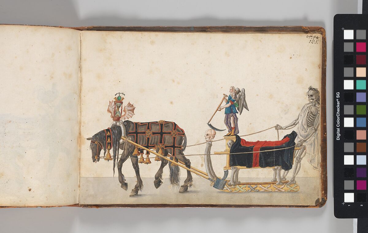 Album of Tournaments and Parades in Nuremberg, Pen and ink, watercolor, gold and silver washes; paper bound in gold-tooled leather, German, Nuremberg