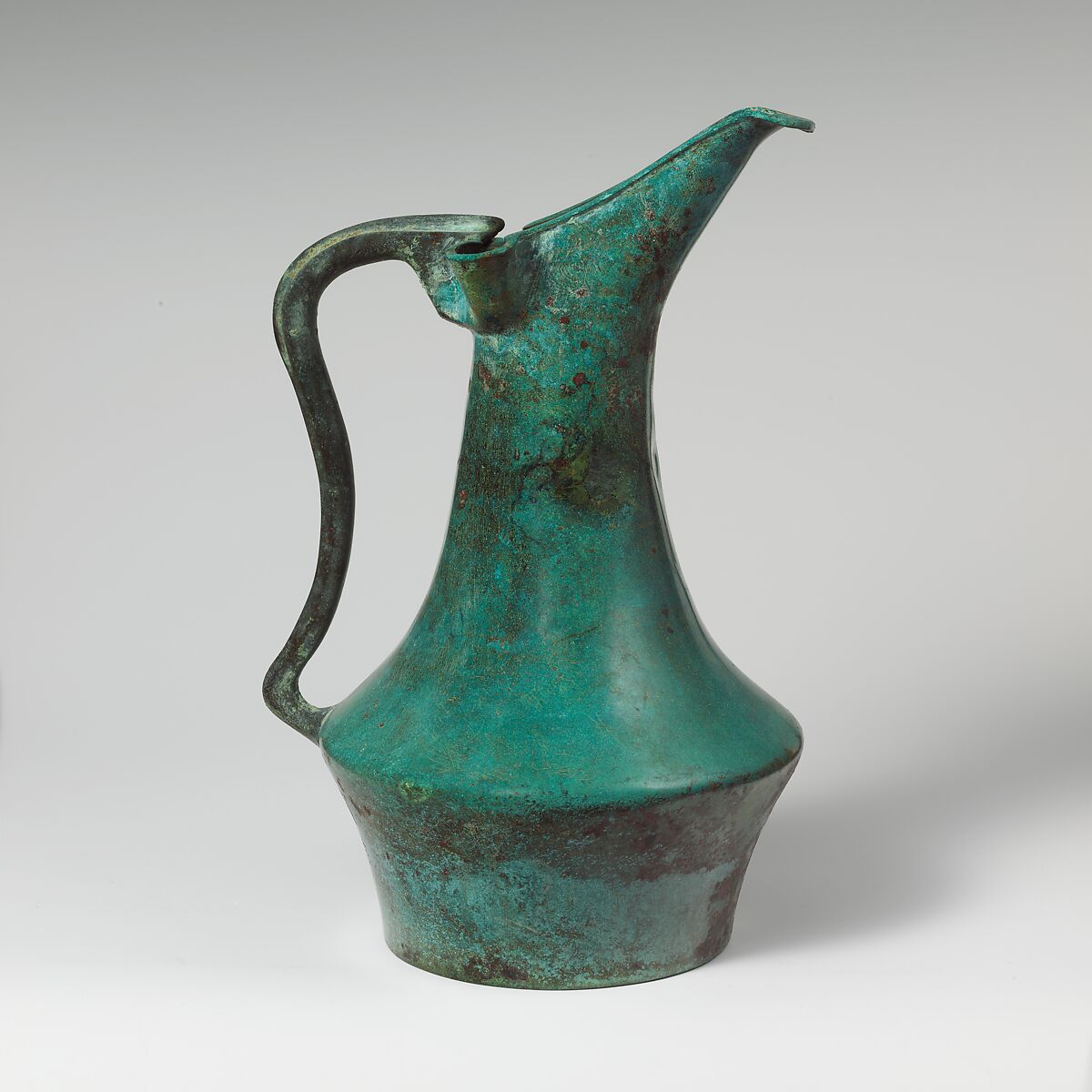 Bronze bowl and oinochoe (jug), Bronze, Etruscan 