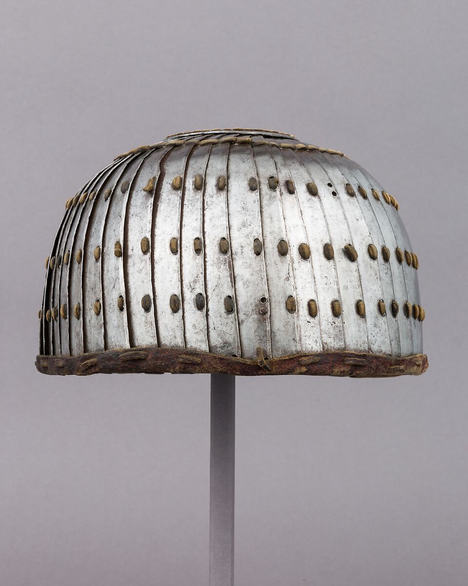 Lamellar Helmet, Iron, leather, Mongolian or Tibetan