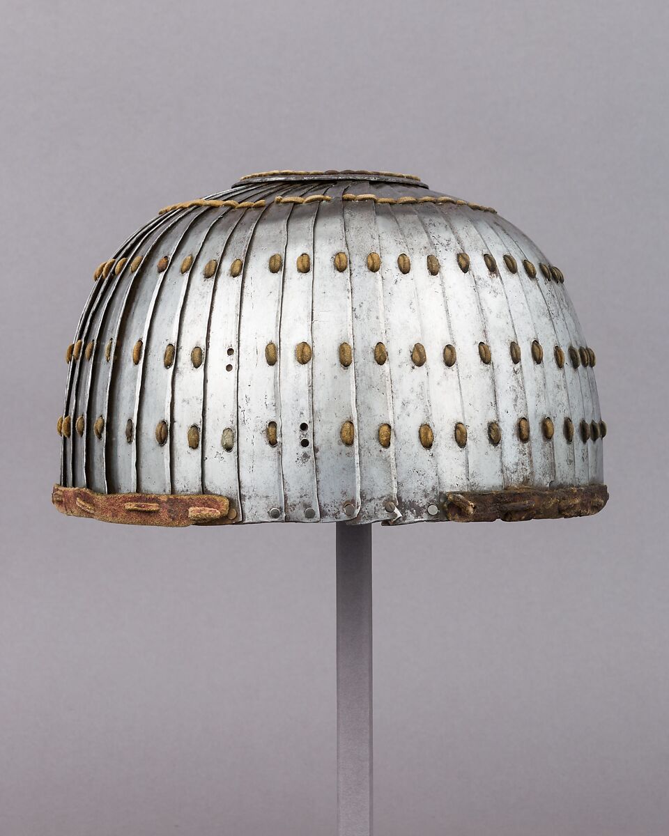 Lamellar Helmet, Iron, leather, Mongolian or Tibetan