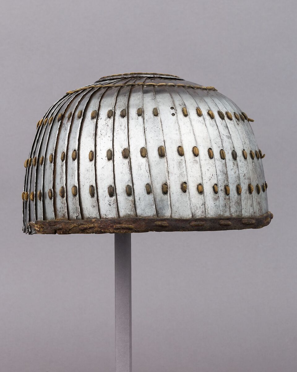 Lamellar Helmet, Iron, leather, Mongolian or Tibetan