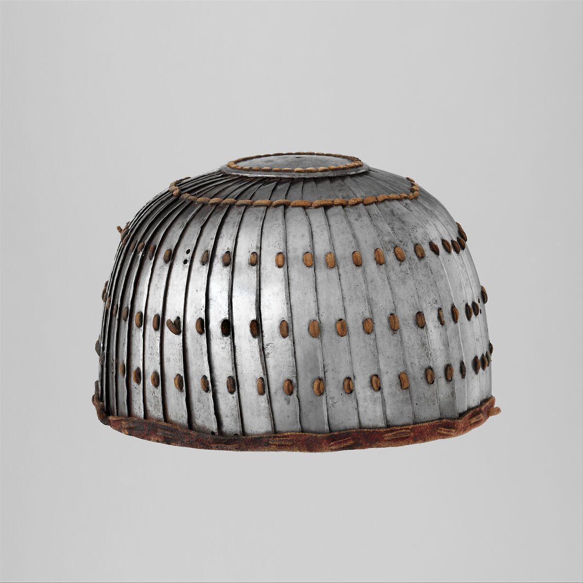 Lamellar Helmet, Iron, leather, Mongolian or Tibetan
