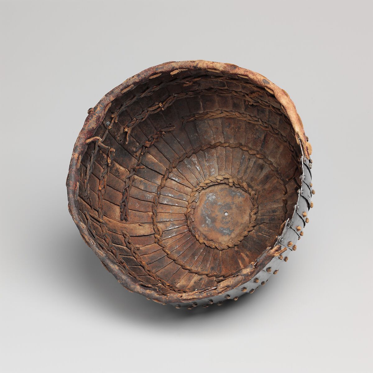 Lamellar Helmet, Iron, leather, Mongolian or Tibetan