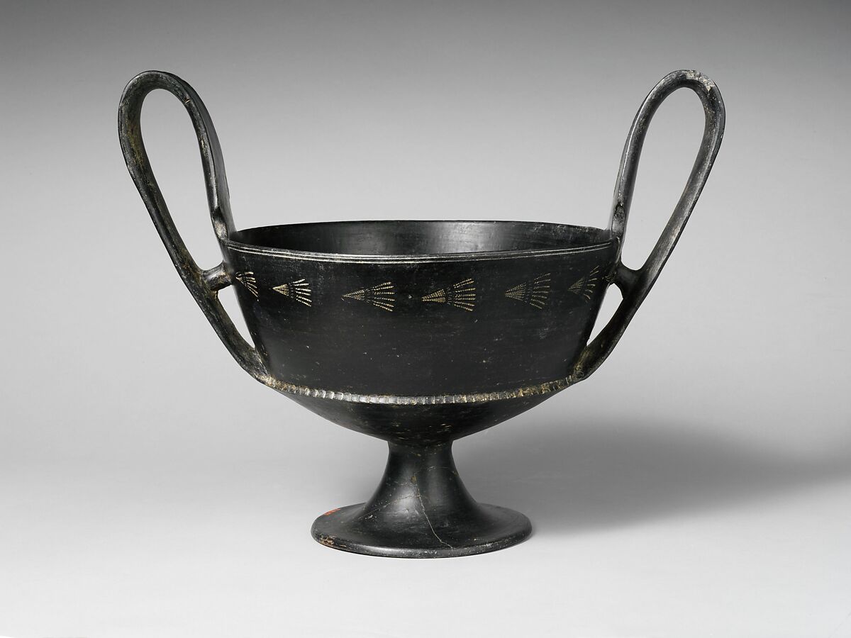 Terracotta kantharos (drinking cup), Terracotta, Etruscan 