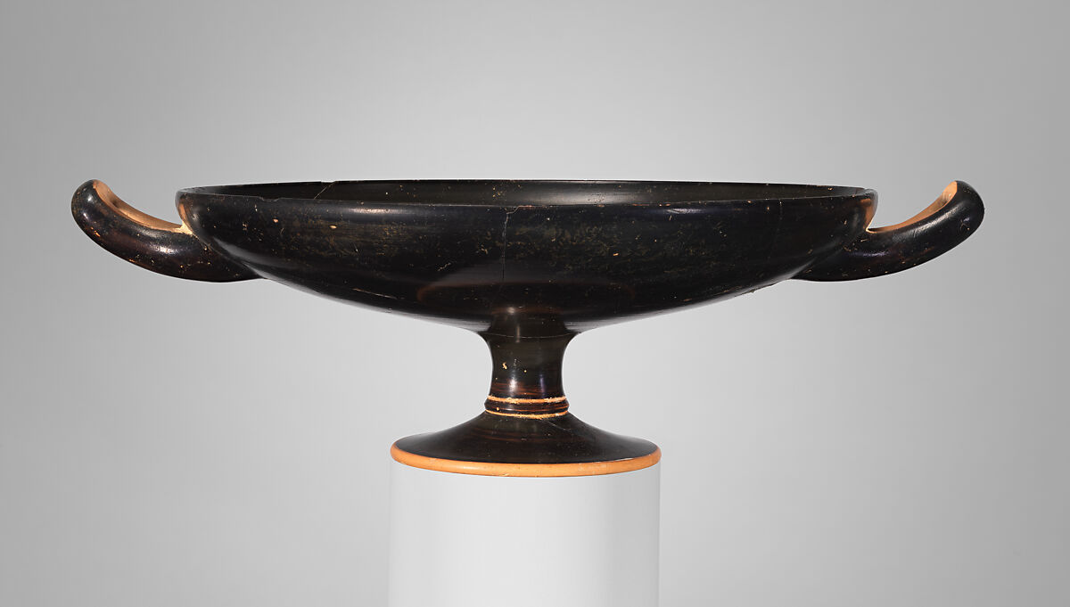 Terracotta kylix (drinking cup), Attributed to the Brygos Painter, Terracotta, Greek, Attic