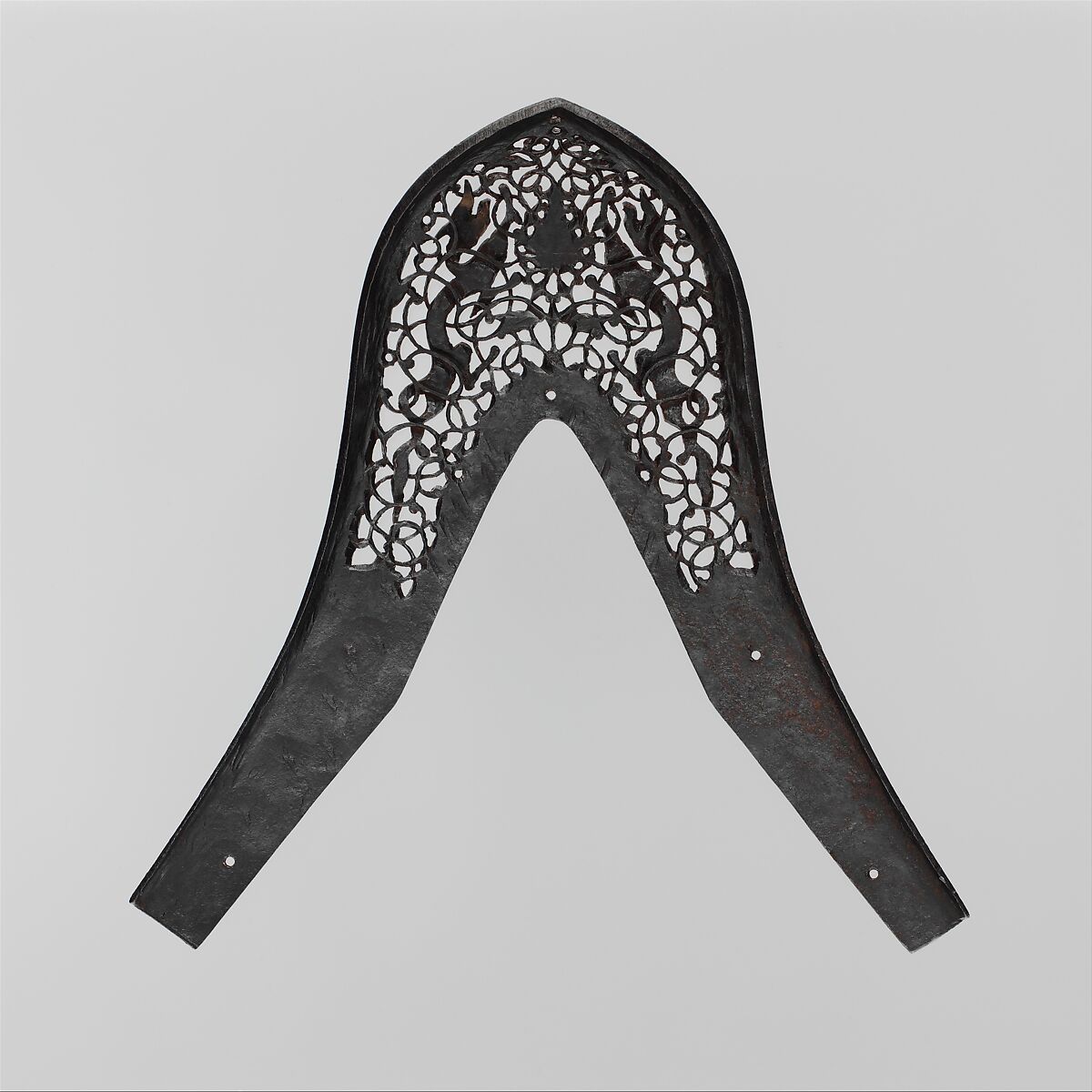 Pommel Plate, Iron, gold, silver, Eastern Tibetan or Chinese