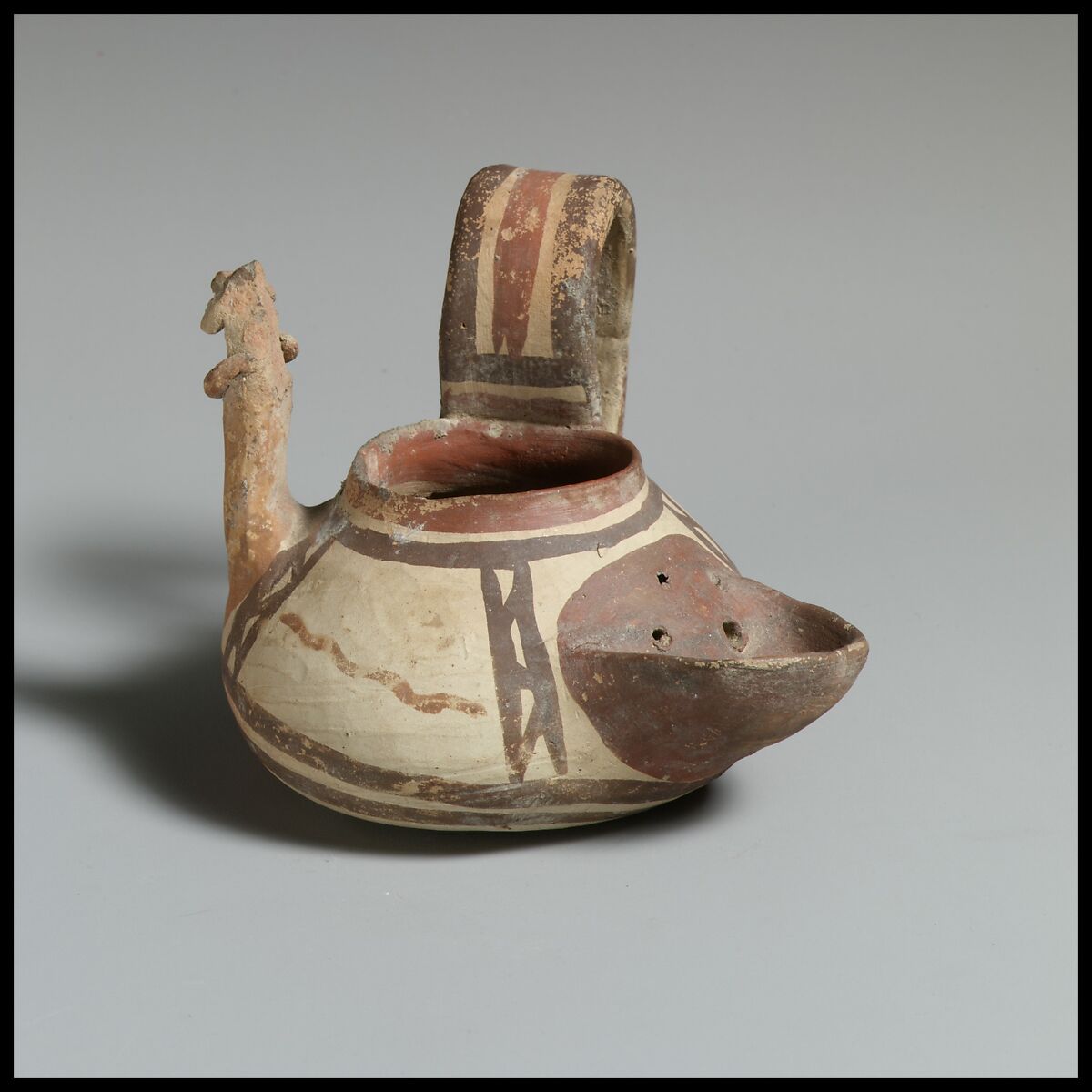 Terracotta one-handled vase with strainer, Terracotta, Native Italic, Daunian 