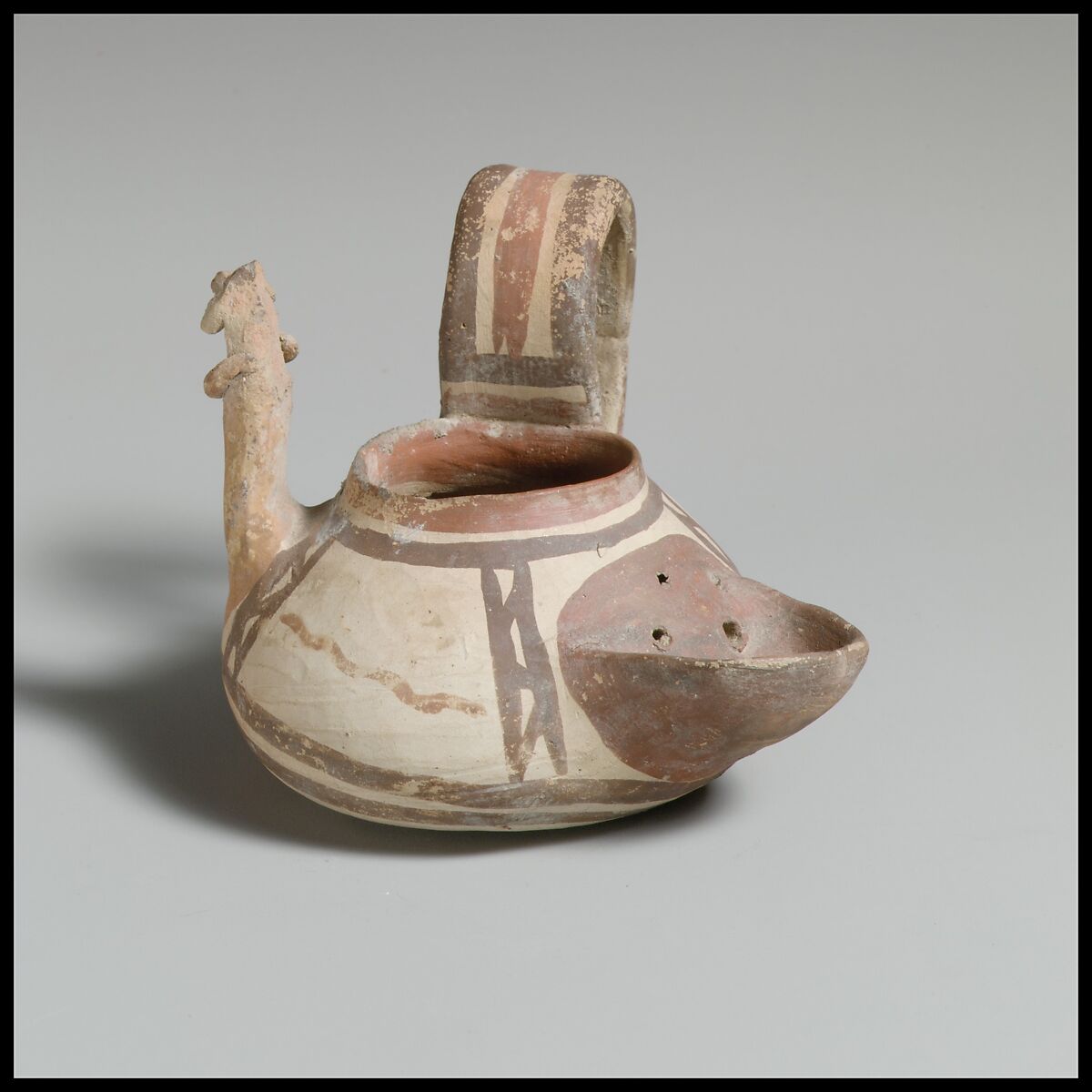Terracotta one-handled vase with strainer, Terracotta, Native Italic, Daunian