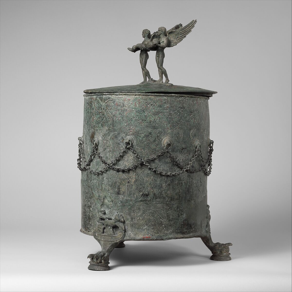 Bronze cista (toiletries box), Bronze, Praenestine 