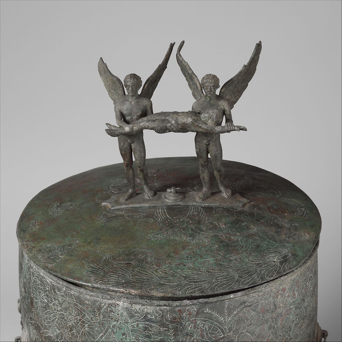 Bronze cista (toiletries box), Bronze, Praenestine
