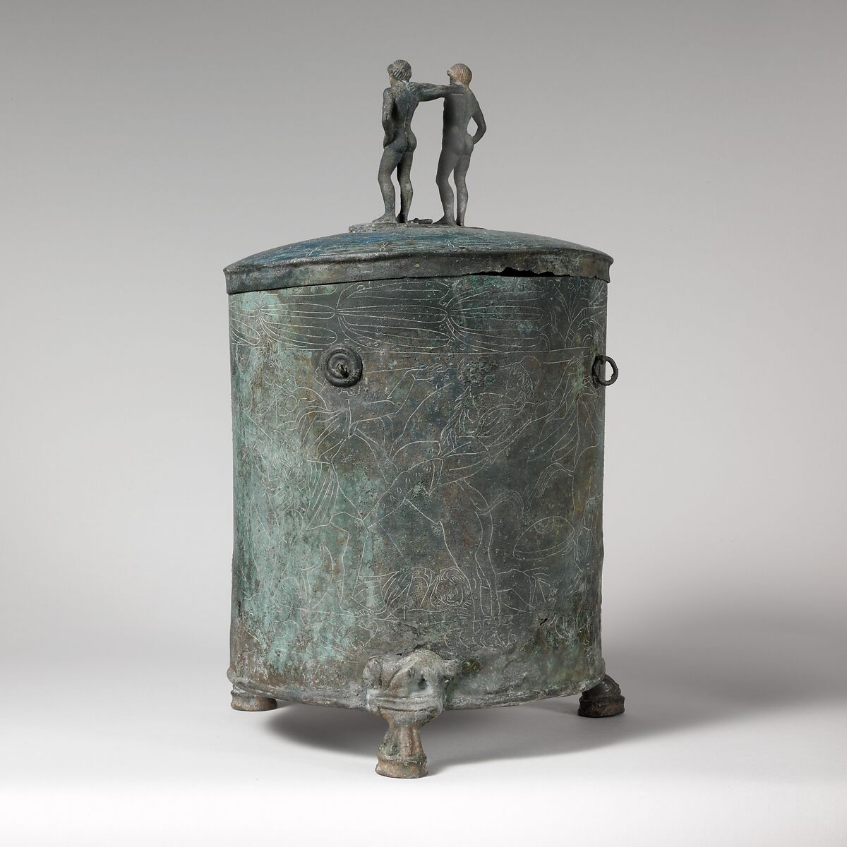 Bronze cista (toiletries box), Bronze, Praenestine