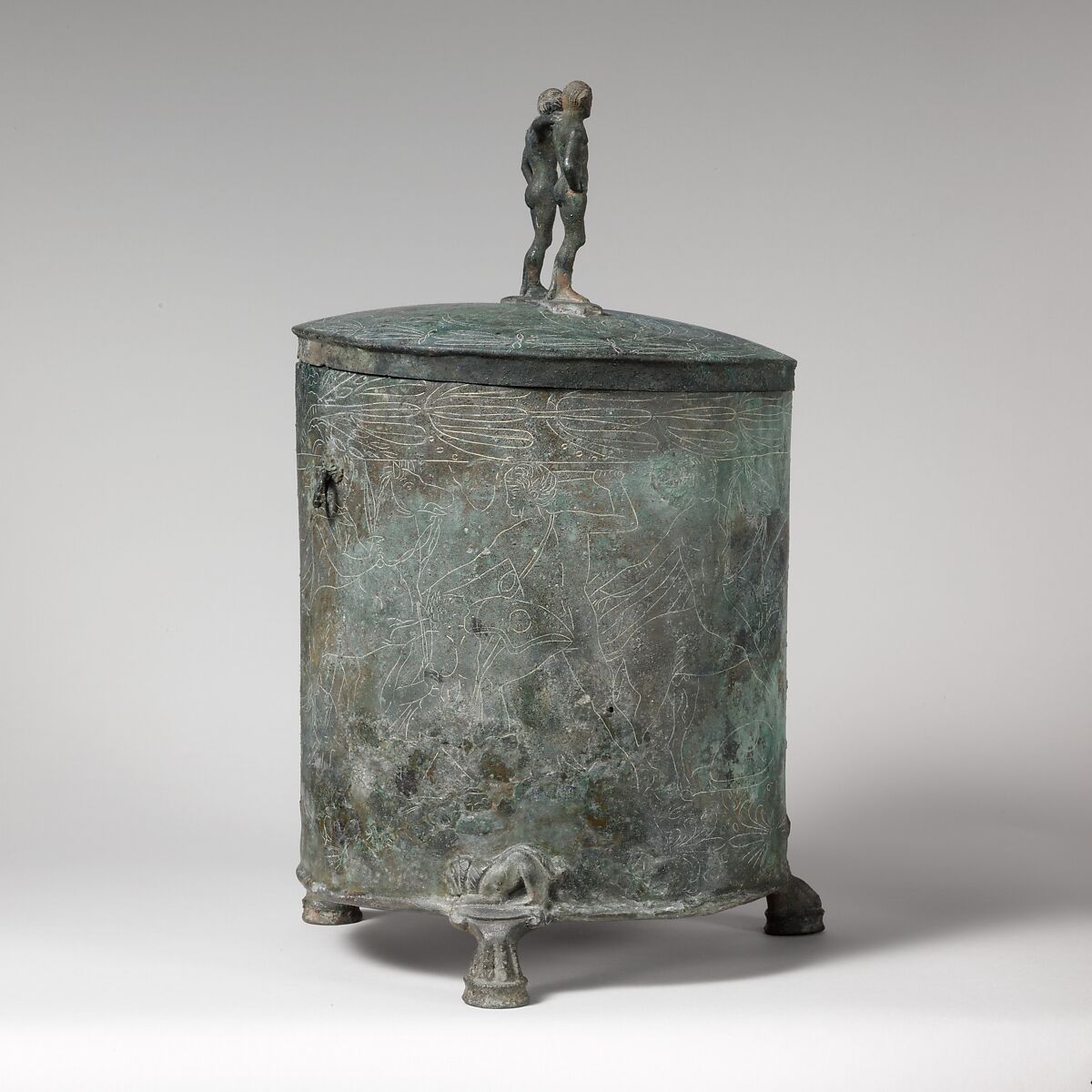 Bronze cista (toiletries box), Bronze, Praenestine
