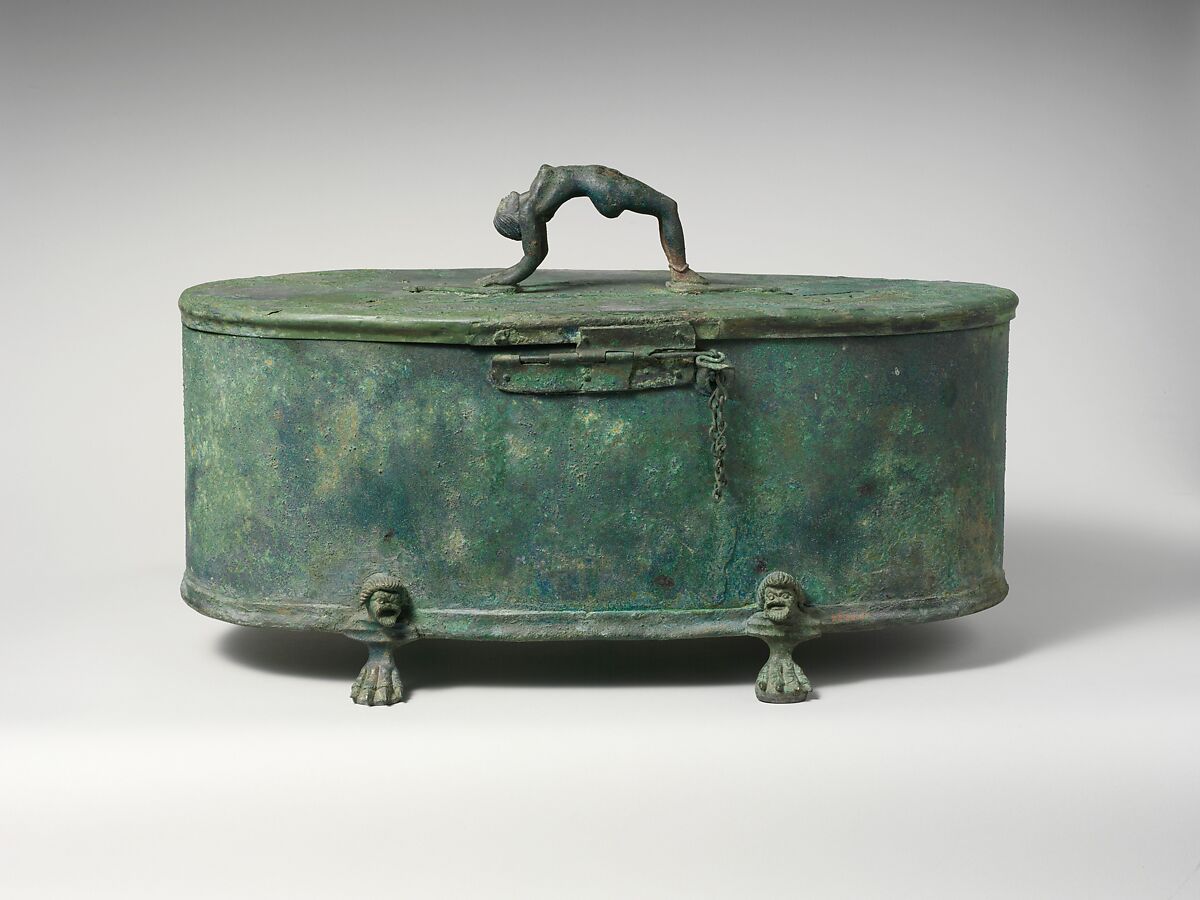 Bronze cista (toiletries box), Bronze, Praenestine 