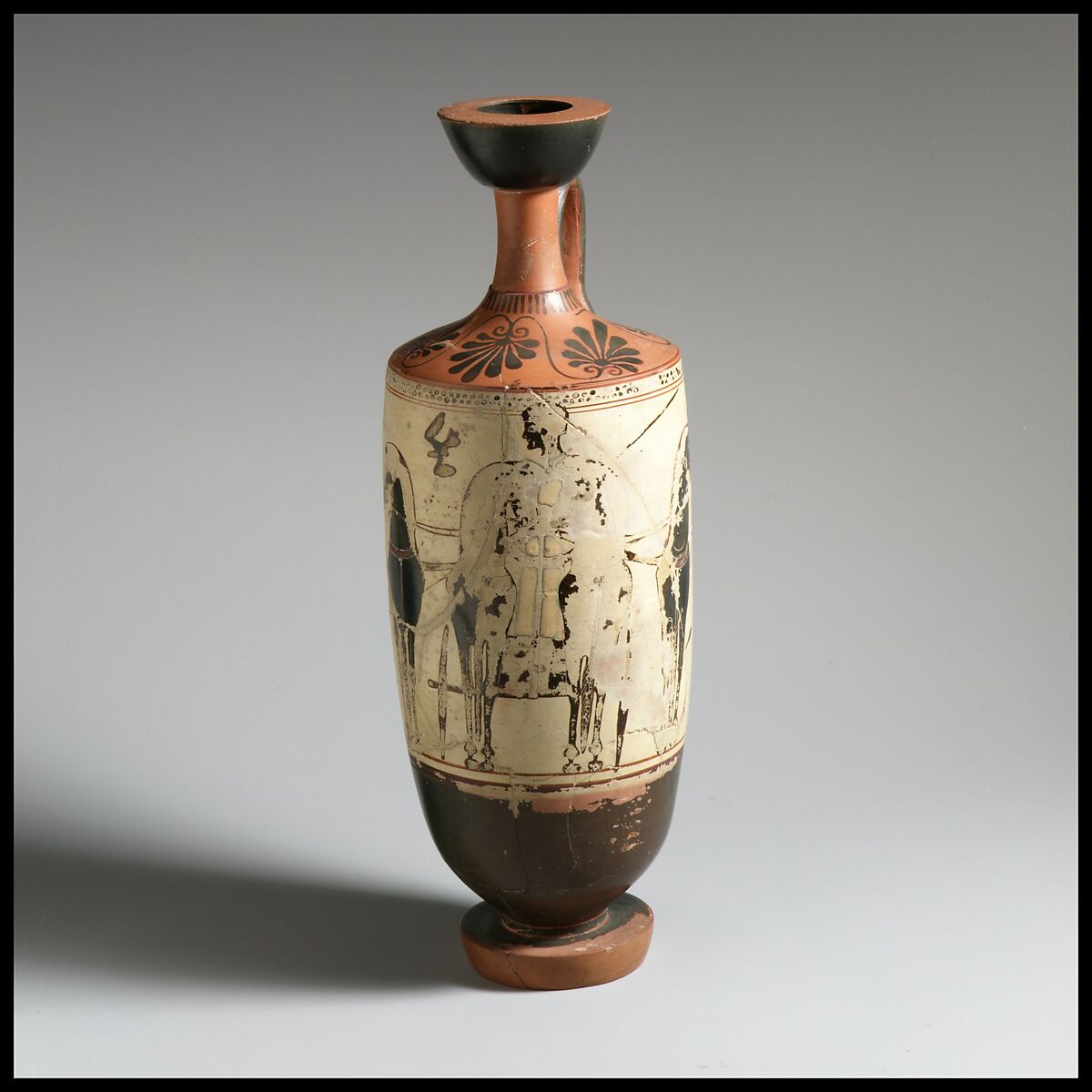 Lekythos, Attributed to the Edinburgh Painter, Terracotta, Greek, Attic 