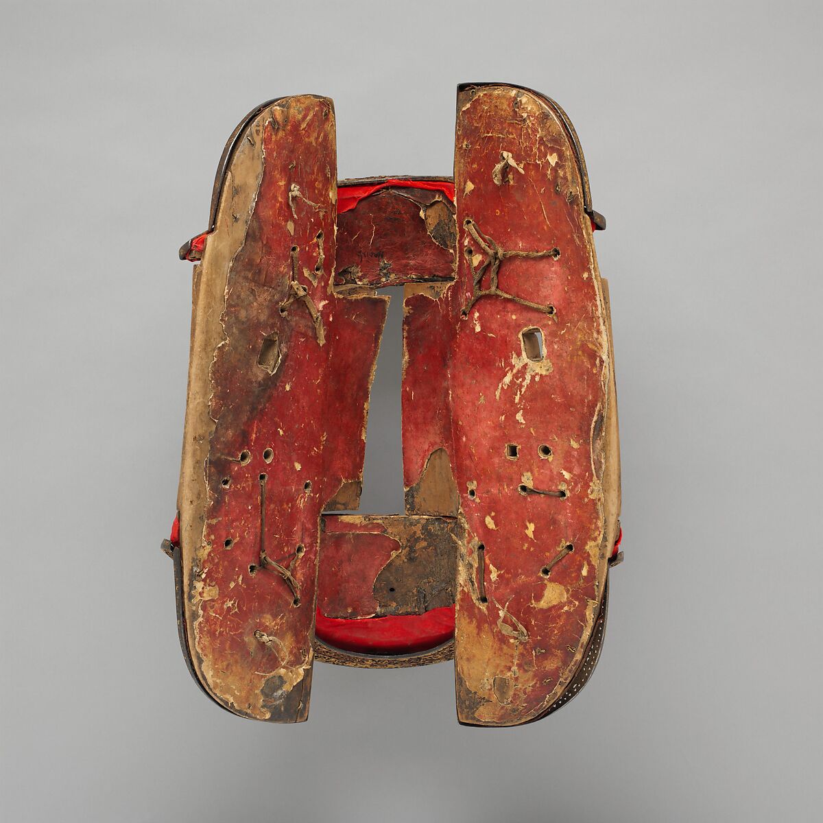 Saddle (gser sga), Iron, gold, copper, wood, leather, Tibetan