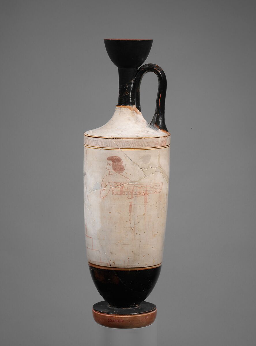 Terracotta lekythos (oil flask), Attributed to the Painter of Athens 1934, Terracotta, Greek, Attic 