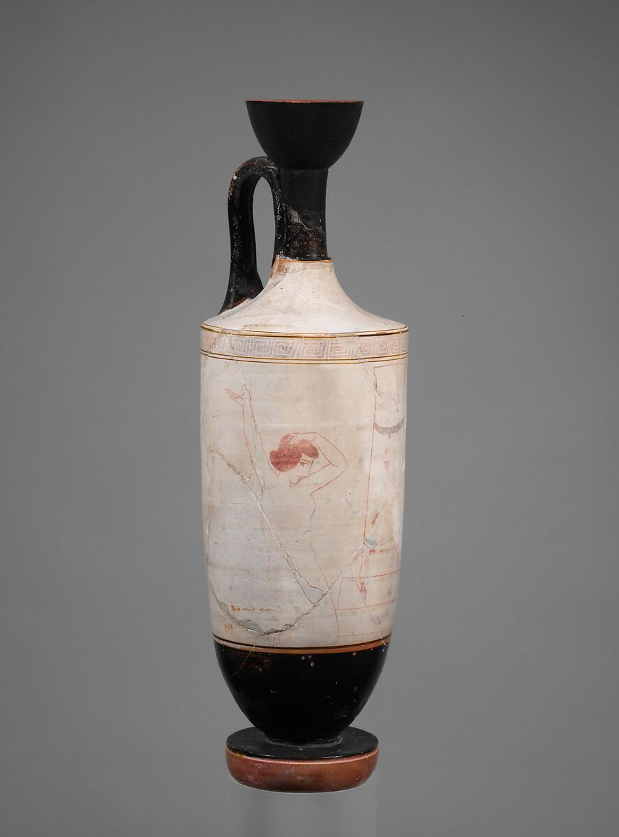 Terracotta lekythos (oil flask), Attributed to the Painter of Athens 1934, Terracotta, Greek, Attic