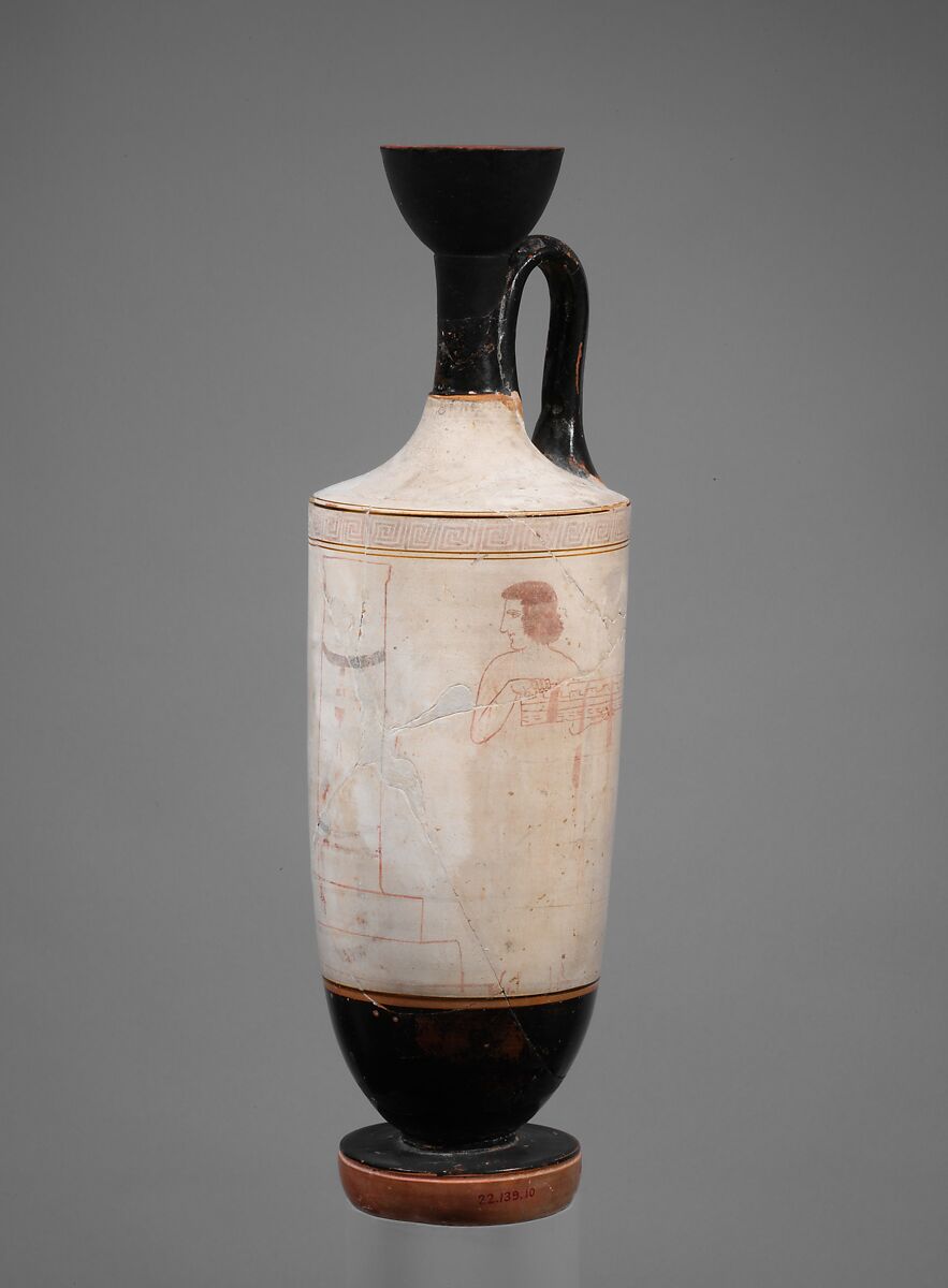 Terracotta lekythos (oil flask), Attributed to the Painter of Athens 1934, Terracotta, Greek, Attic