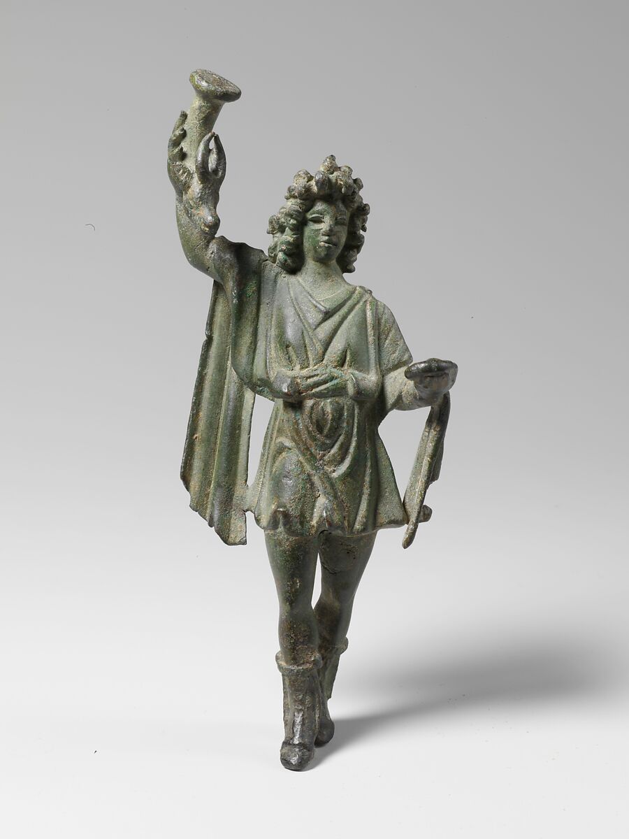 Bronze statuette of a Lar, Bronze, Roman 