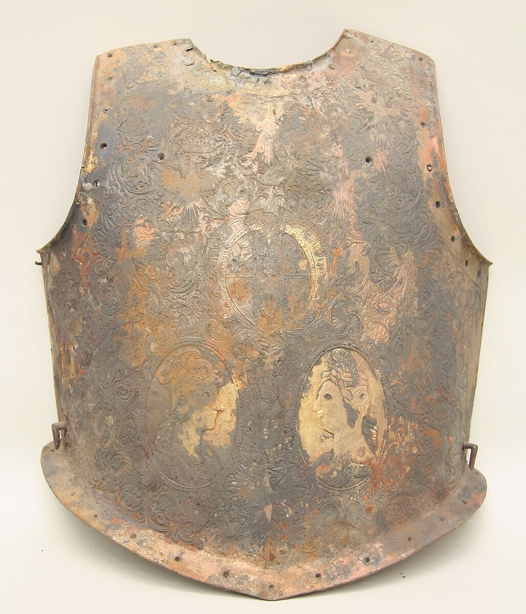 Breastplate, Steel, gold, silver, Italian, probably Brescian 
