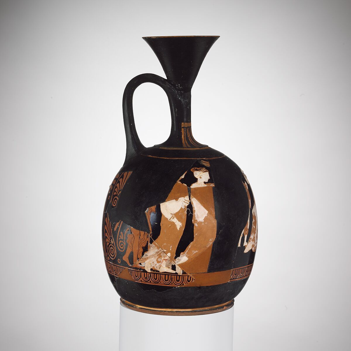 Terracotta squat lekythos (oil jar), Terracotta, Greek, Attic