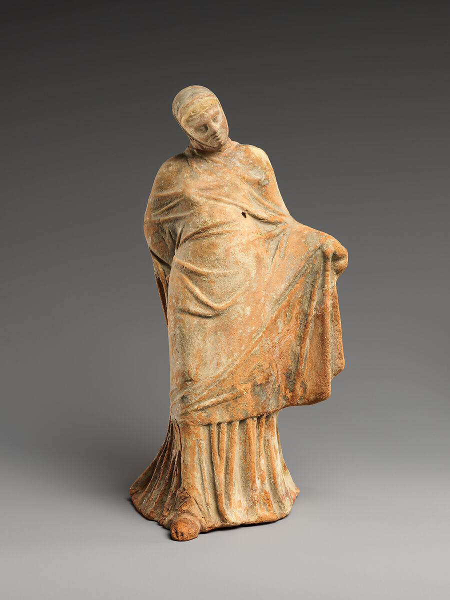 Terracotta statuette of a veiled dancer, Terracotta, Greek, Pontic 