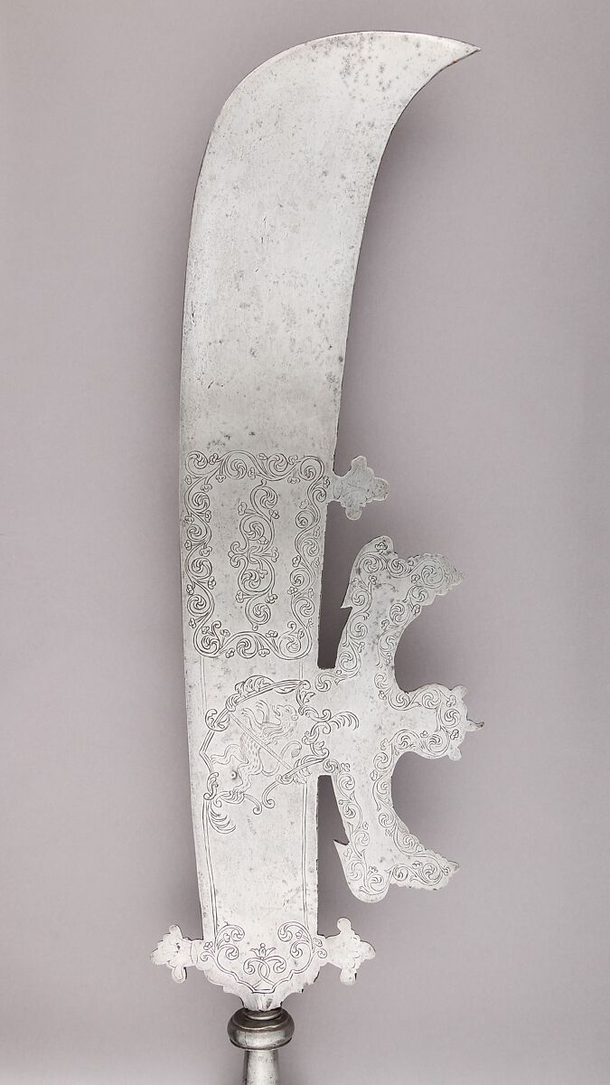 Fauchard, Steel, wood (ash), brass, textile (silk), Italian