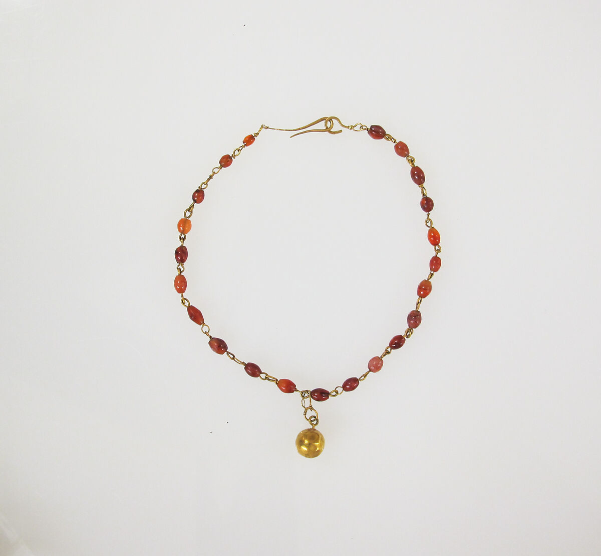 Necklace with carnelian beads, Gold, Carnelian, Roman 