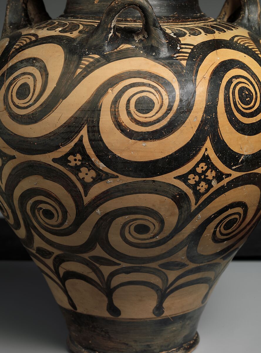 Terracotta jar with three handles, Terracotta, Minoan