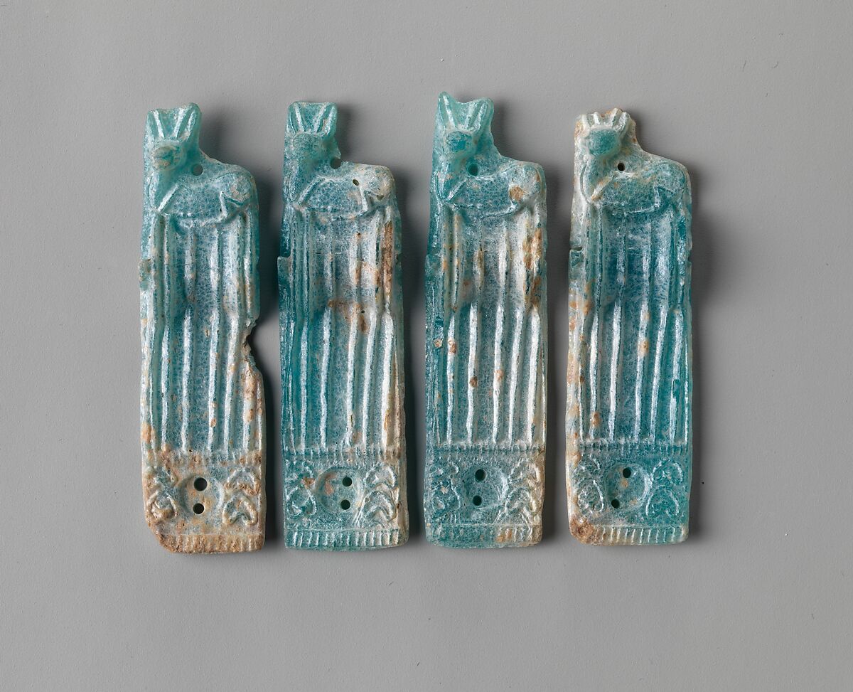 Glass ornaments with recumbent deer, Glass, Helladic, Mycenaean 