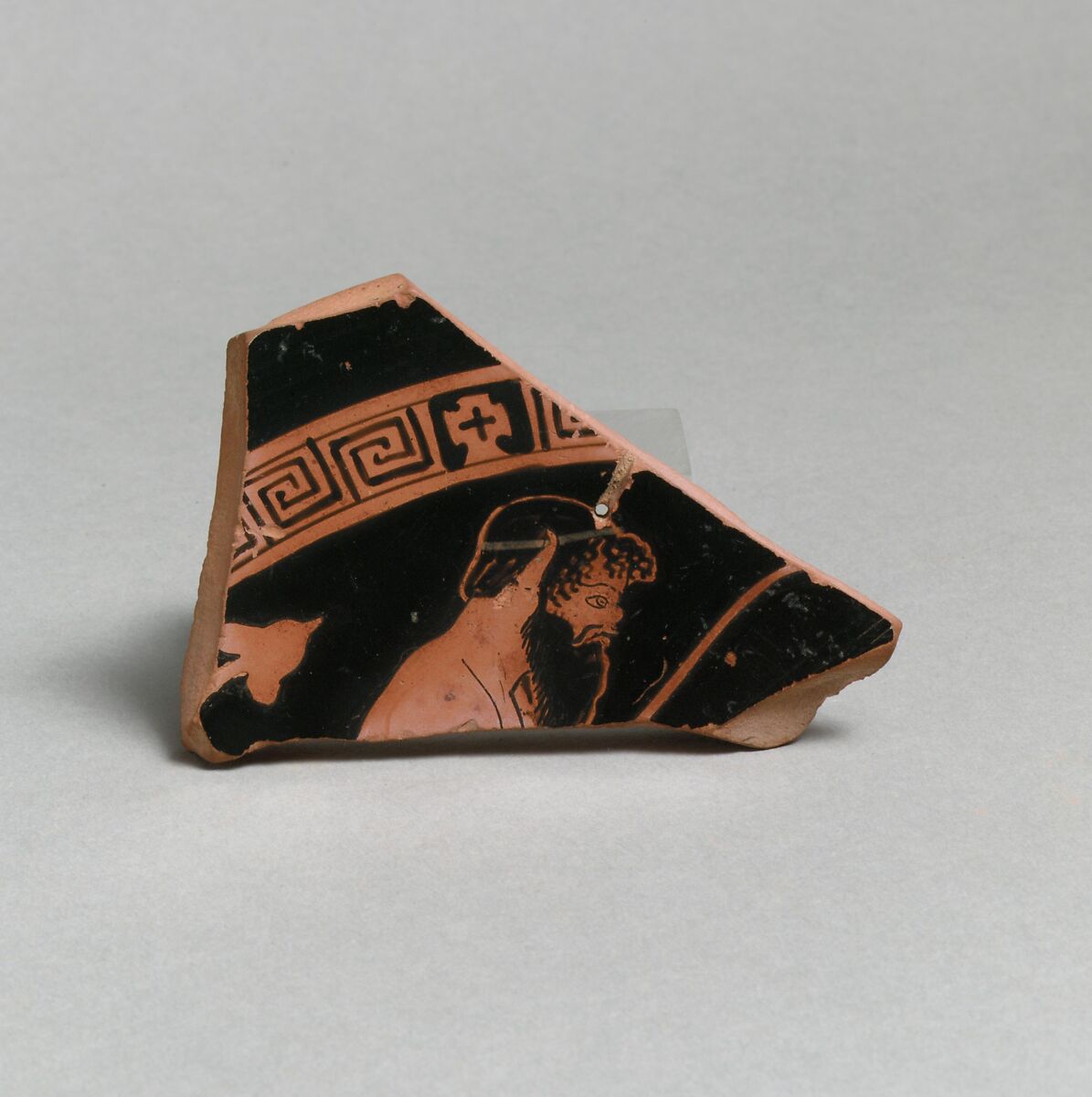 Fragment of a terracotta kylix (drinking cup), Attributed to Douris, Terracotta, Greek, Attic 