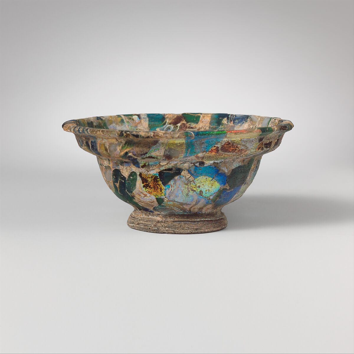 Glass mosaic bowl, Glass, Roman, probably Italian 