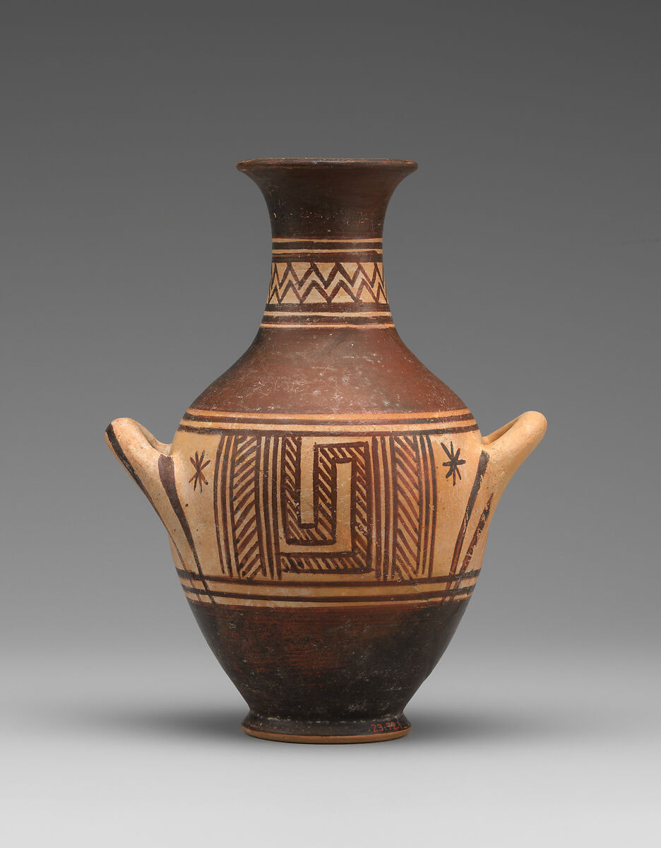 Small terracotta amphora (jar), Terracotta, Greek, Attic