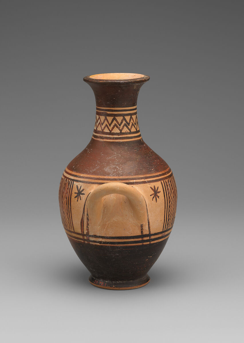 Small terracotta amphora (jar), Terracotta, Greek, Attic