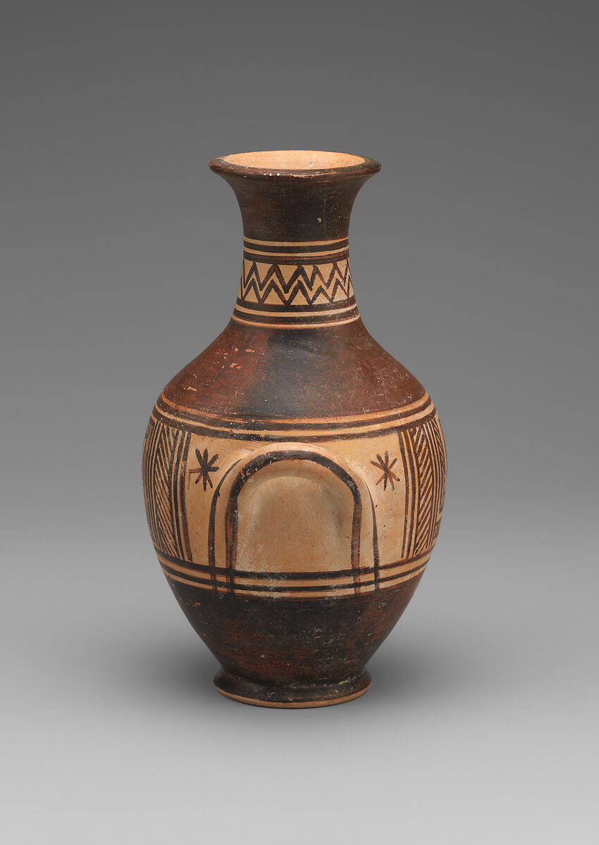 Small terracotta amphora (jar), Terracotta, Greek, Attic