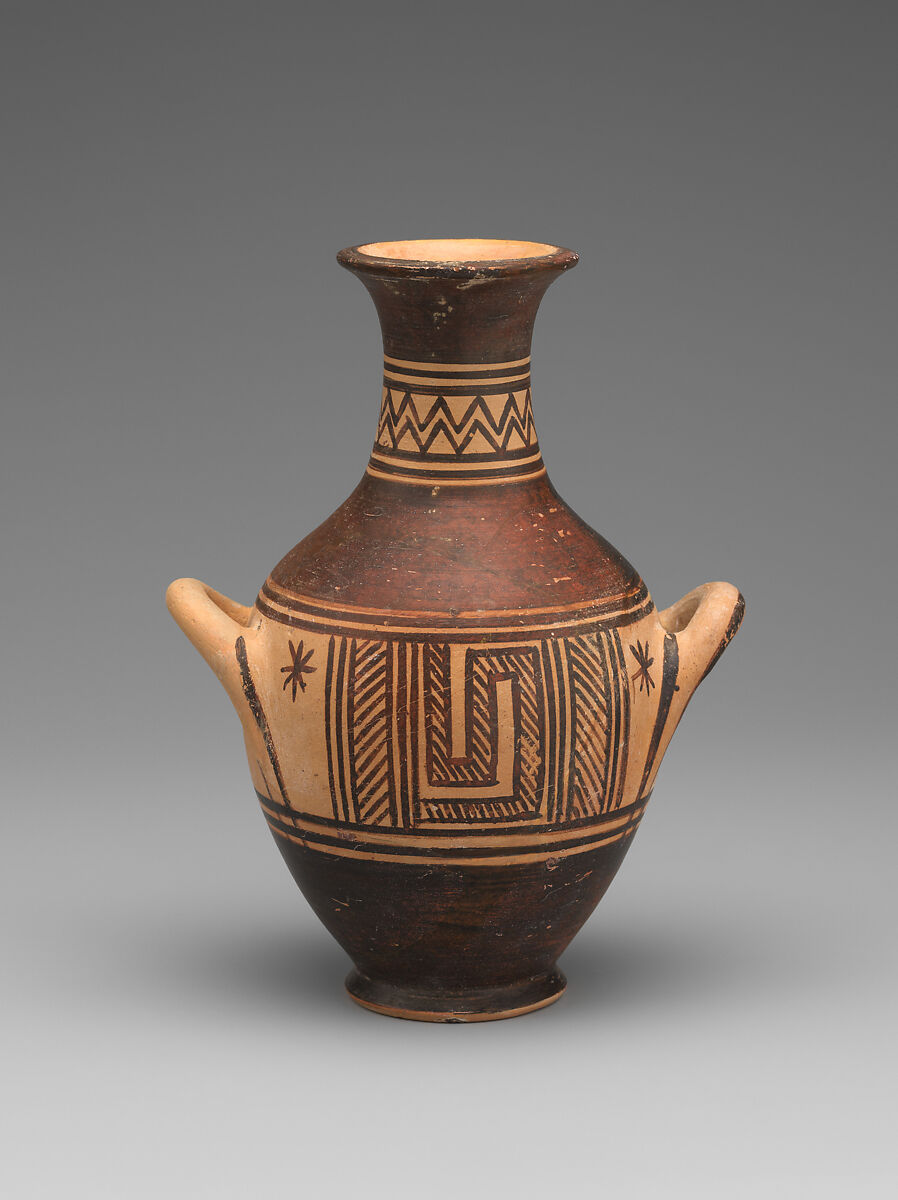 Small terracotta amphora (jar), Terracotta, Greek, Attic