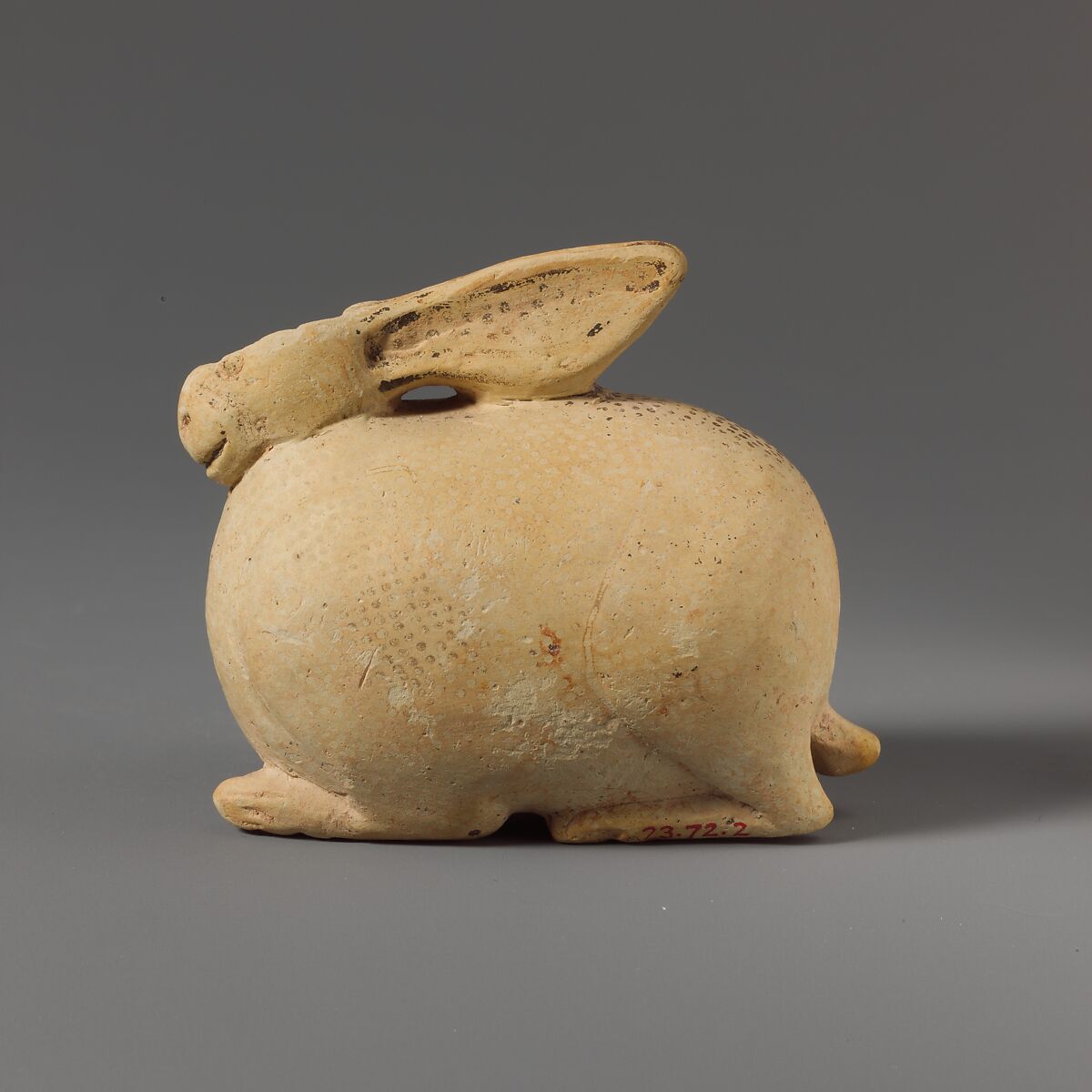 Terracotta vase in the form of a hare, Terracotta, Greek, Corinthian