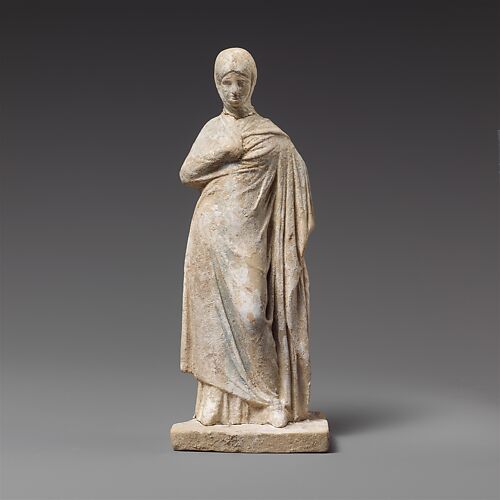 Terracotta statuette of a draped woman