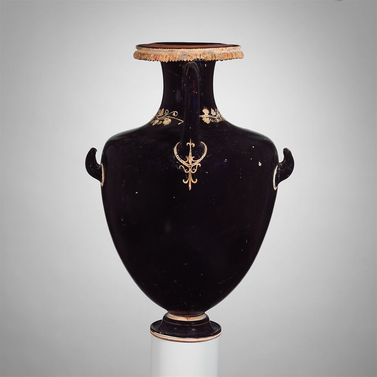 Terracotta hydria (water jar), Terracotta, Greek, Attic