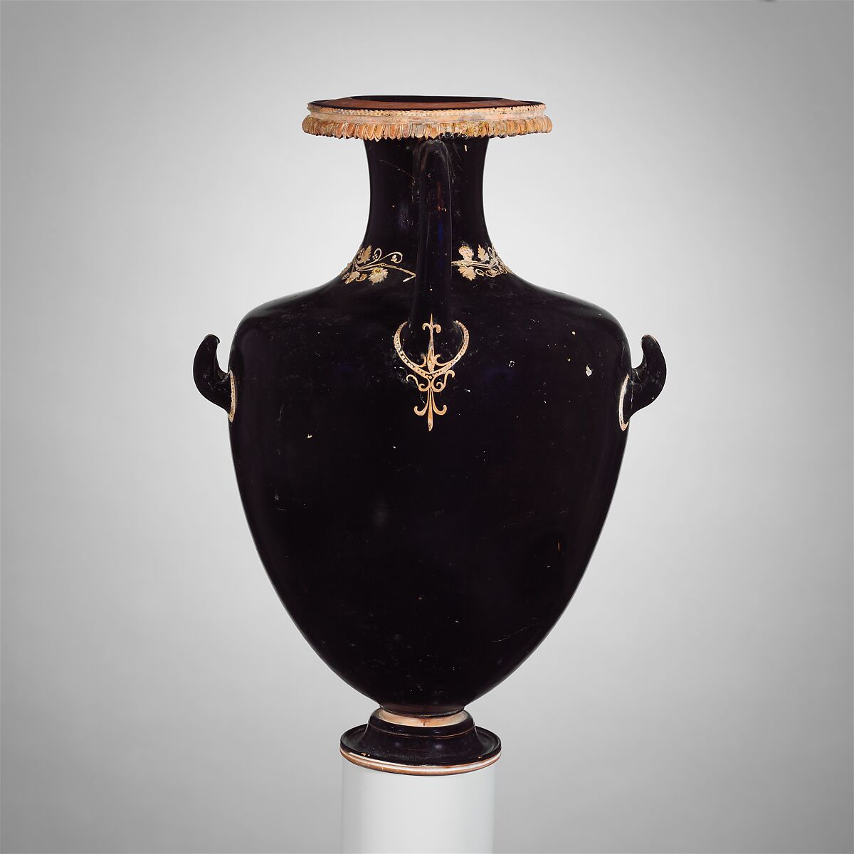 Terracotta hydria (water jar), Terracotta, Greek, Attic 