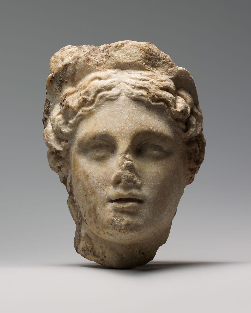 Marble head of a woman wearing a diadem, Marble, Island, Roman 