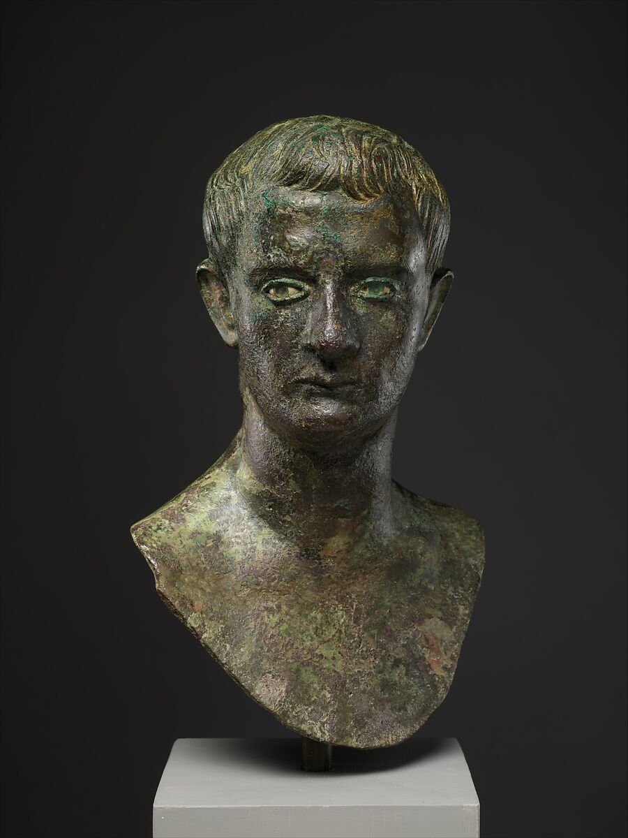 Bronze portrait bust of the emperor Gaius (Caligula), Bronze, Roman 