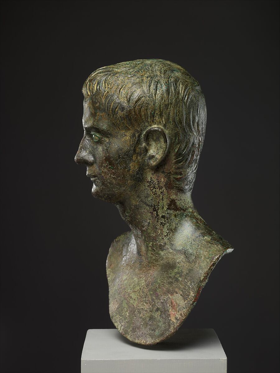 Bronze portrait bust of the emperor Gaius (Caligula), Bronze, Roman