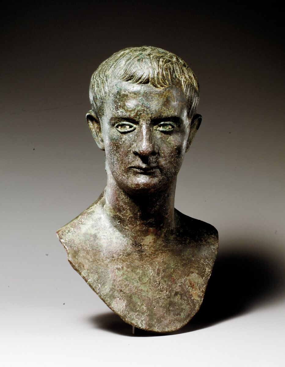 Bronze portrait bust of the emperor Gaius (Caligula), Bronze, Roman