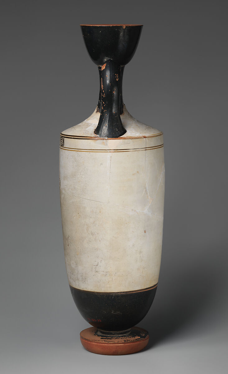 Terracotta lekythos (oil flask), Attributed to the Bosanquet Painter, Terracotta, Greek, Attic